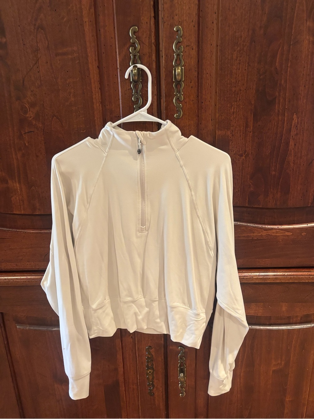 lululemon athletica long sleeve half-zip top in light beige